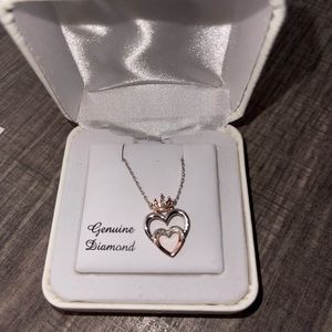 Double heart neckless genuine Diamond